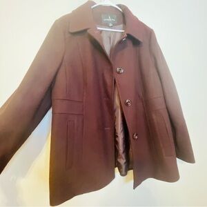 London Fog Women's Dark Burgundy Pea Coat